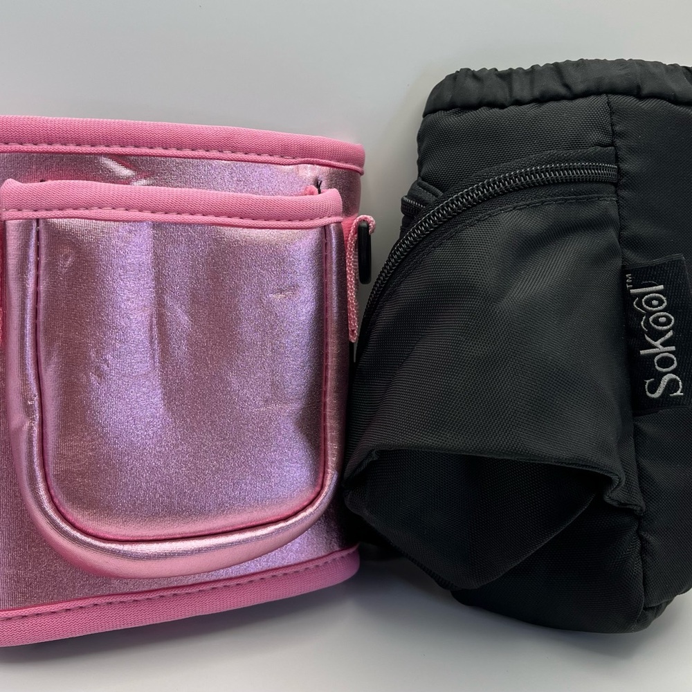SOKOOL Black Fabric Water Belt Bag AND A Metallic Pink Tumbler Strap Holder!!!